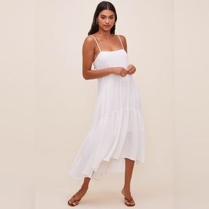 ASTR the Label White Tiered Midi Dress